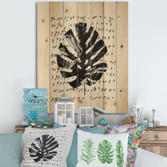 Designart - Minimal Tropical Palm Leaf On Grunge Texture